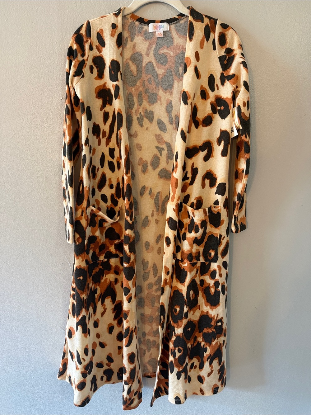 LuLaRoe Leopard-Print Open Cardigan in Tan, Brown & Black